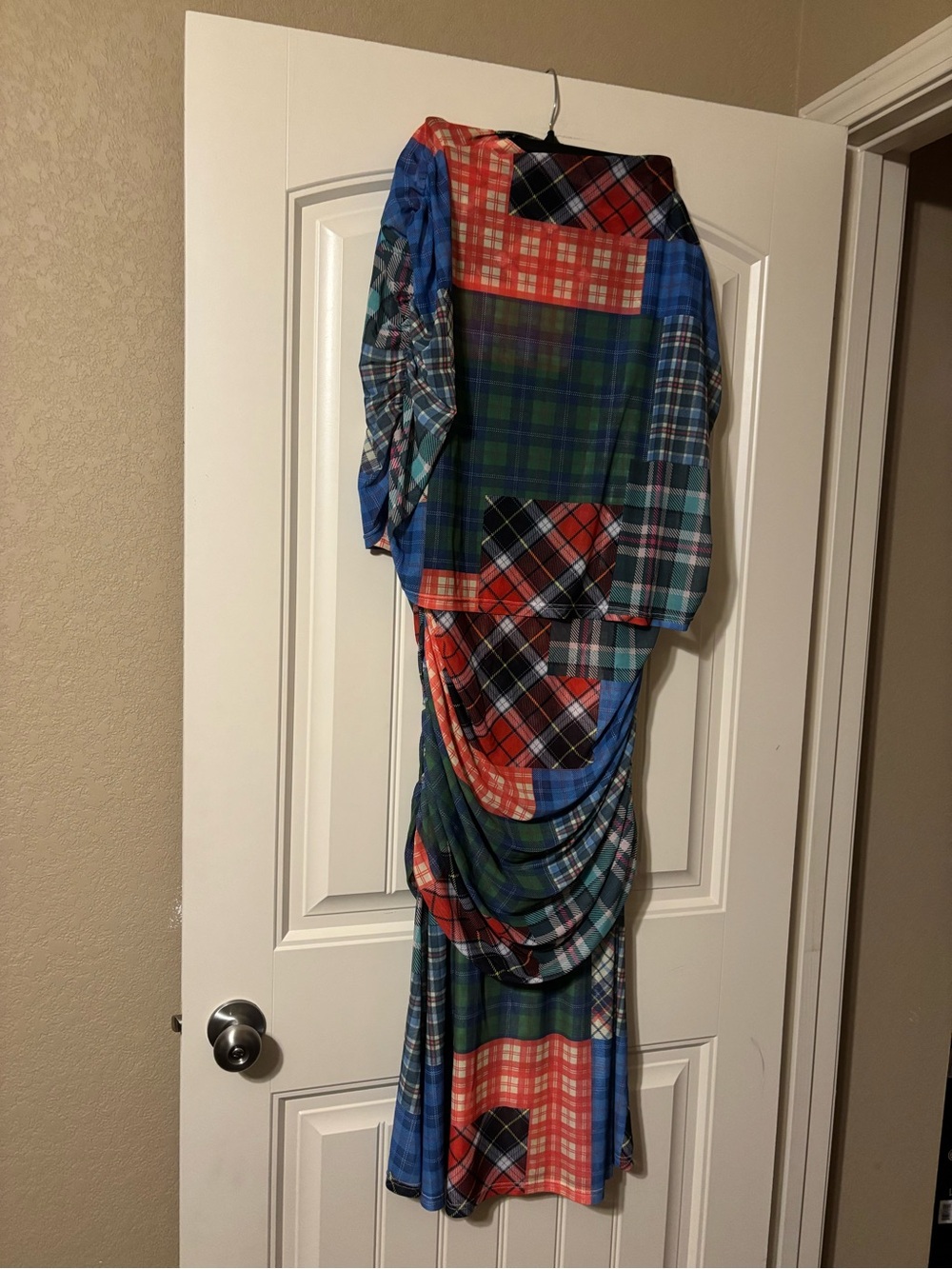Dressed in Lala Girl From Mars Mesh Dress + Shawl in Mixed Plaids - Picture 11 of 15